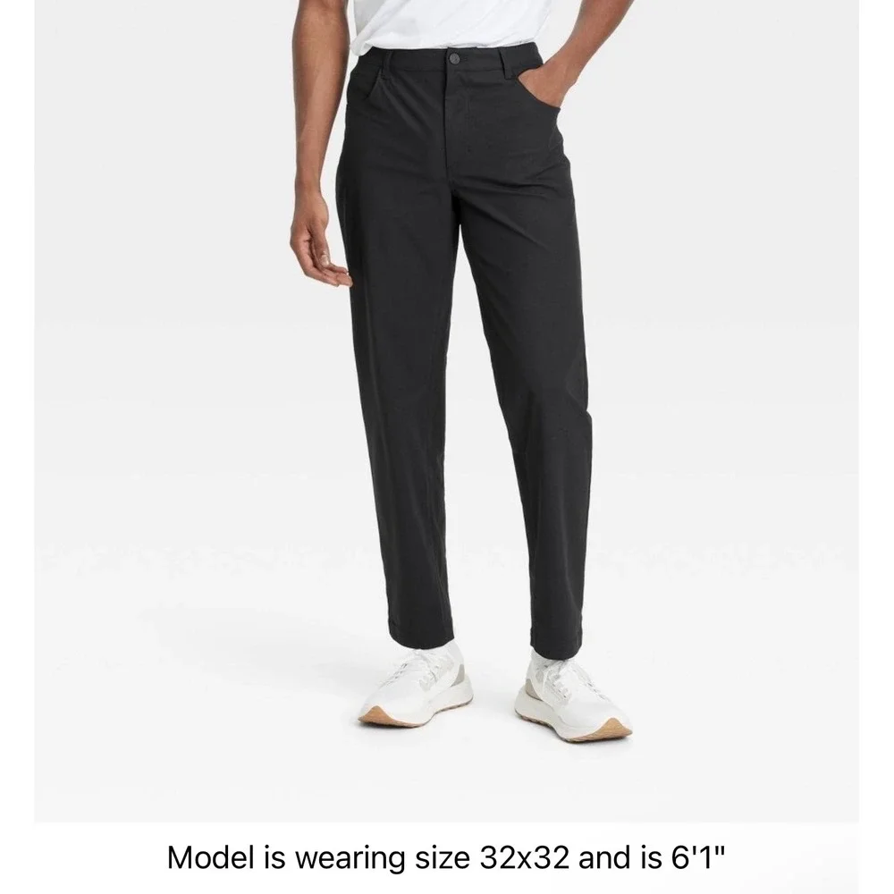 All In Motion Mens 360 Lifestyle Relaxed Fit 5-Pocket Pants Black 34x32 UPF 50+